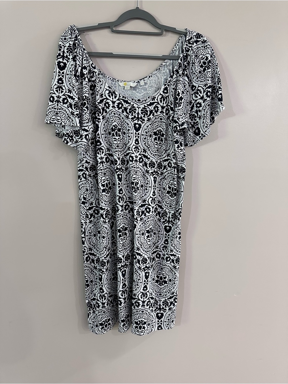Boden  Black and White Paisley Midi Dress